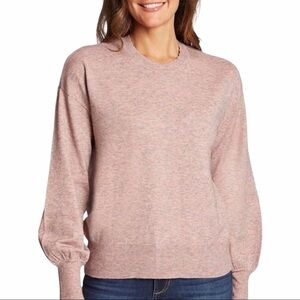 Ella Moss Maggie Sweater Puff Sleeve Pink Size Medium Crewneck Style CJEMS0450